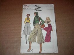9301 VOGUE 1975 EASY CULOTTES 3 LENGTHS PATTERN 28 or 23" WAIST choice